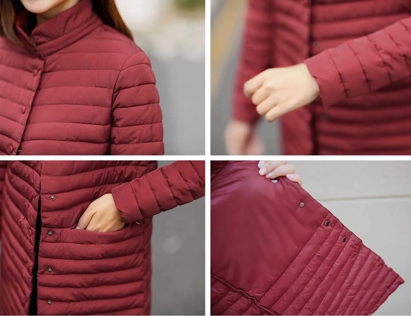 Flygo Women's Winter Lightweight Midi Long Puffer Quilted Down Jacket Parka Coat