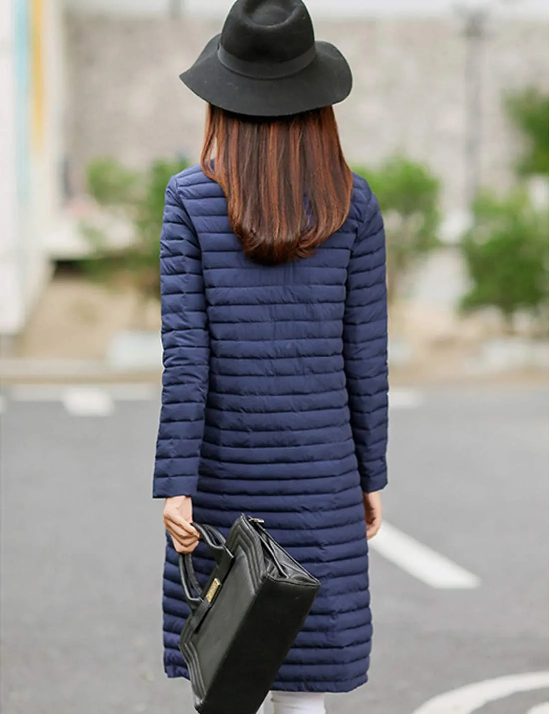 Flygo Women's Winter Lightweight Midi Long Puffer Quilted Down Jacket Parka Coat