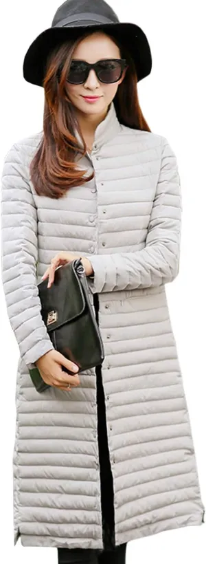 Flygo Women's Winter Lightweight Midi Long Puffer Quilted Down Jacket Parka Coat