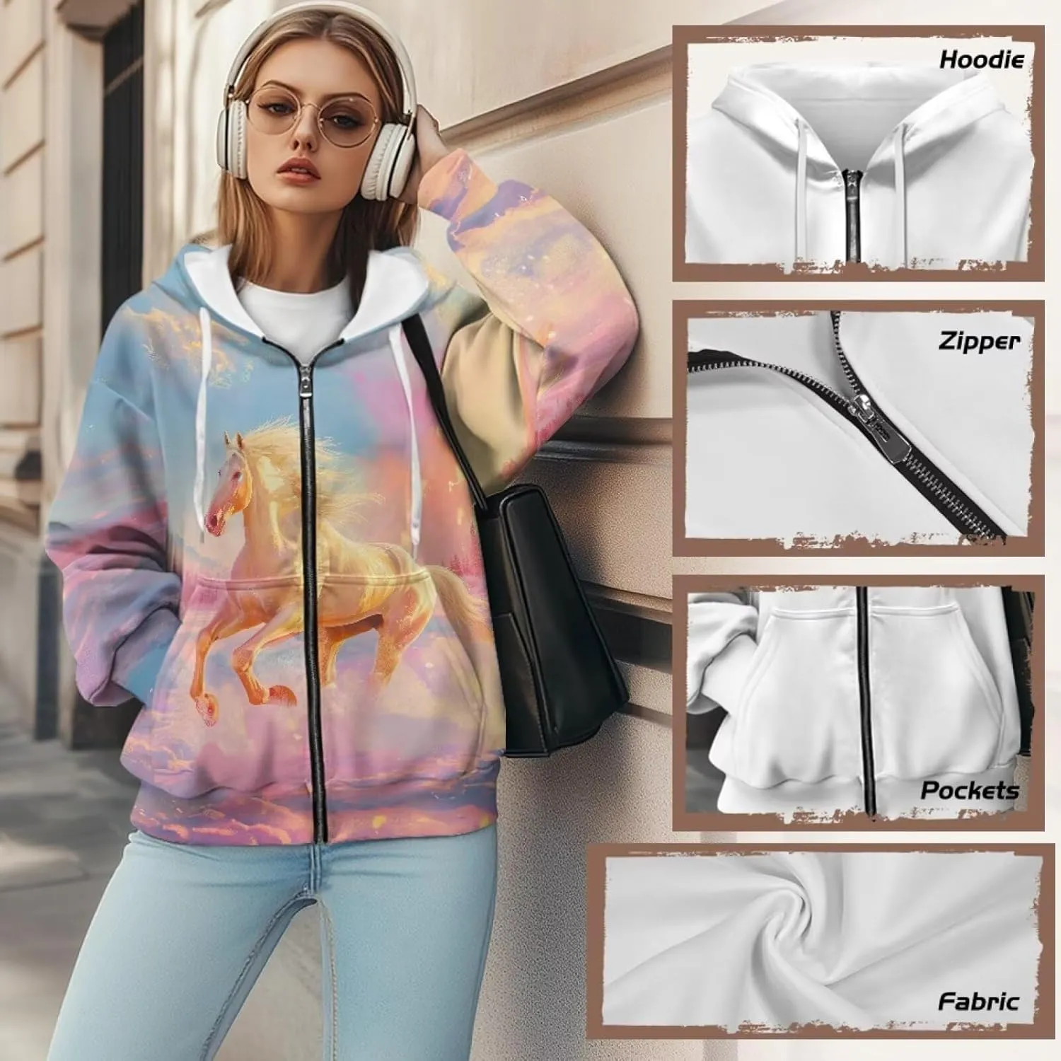 Forchrinse Christmas Bell Oversized Zip Up Hoodie for Women Y2K Fleece Long Sleeve Jacket Coat Xmas Sweatshrits for Teens
