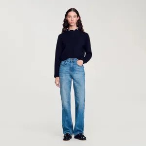 Francoise Ruffled-Neck Jumper Navy Blue