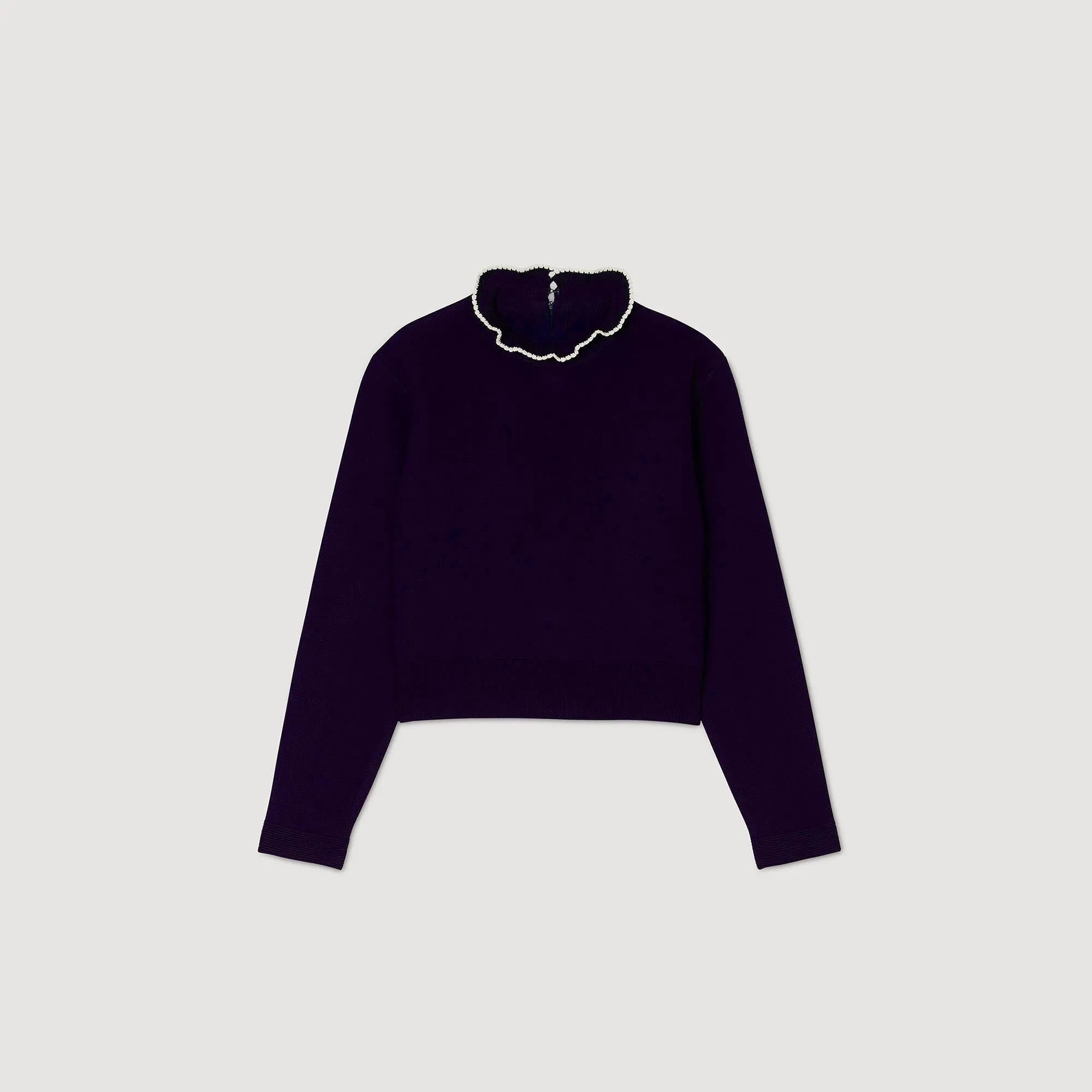 Francoise Ruffled-Neck Jumper Navy Blue