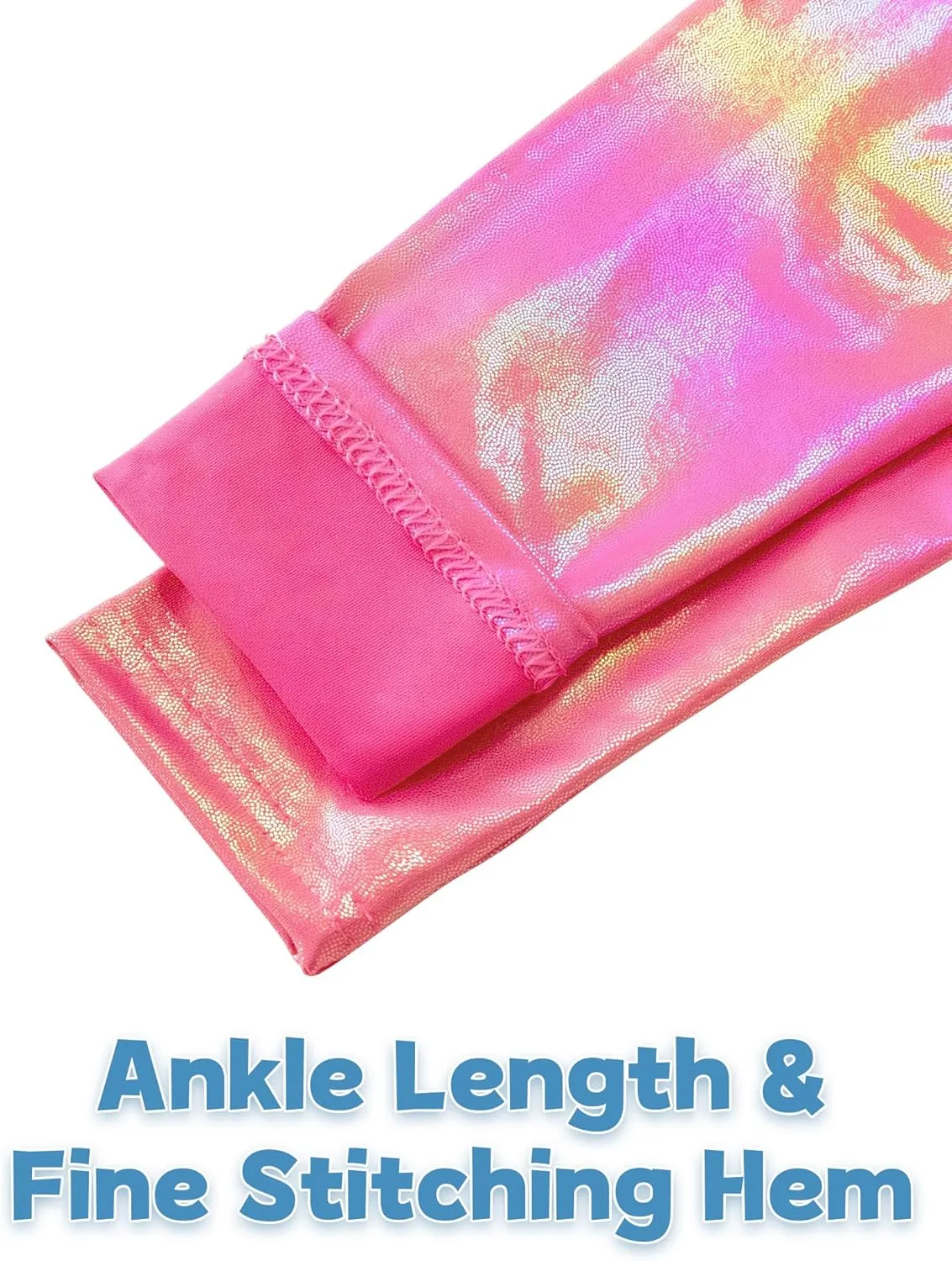 Girls Metallic Leggings Shiny Mystique Stretch Dance Pants Running Active Tights for Kids Youth Teen