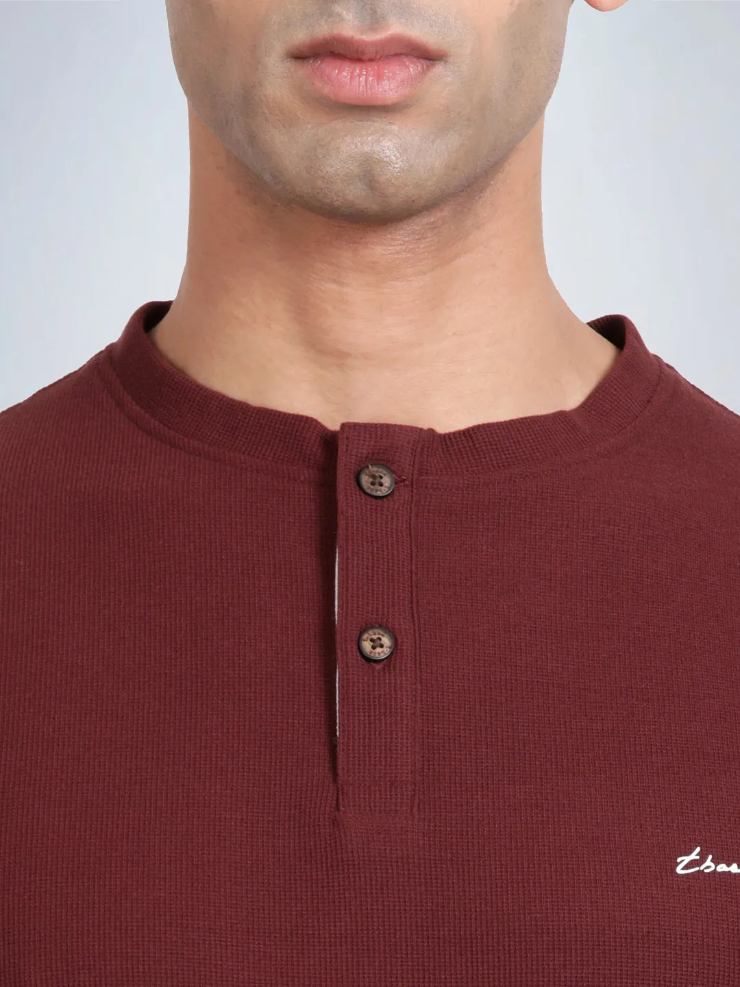 Half Sleeve Wine Henley T-Shirt
