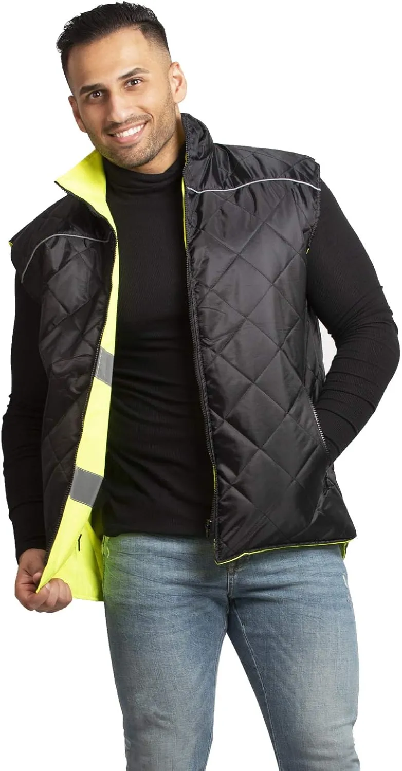 JORESTECH High Visibility Reversible Insulated Safety Vest with ANSI Compliant Reflective Tape Bodywarmer