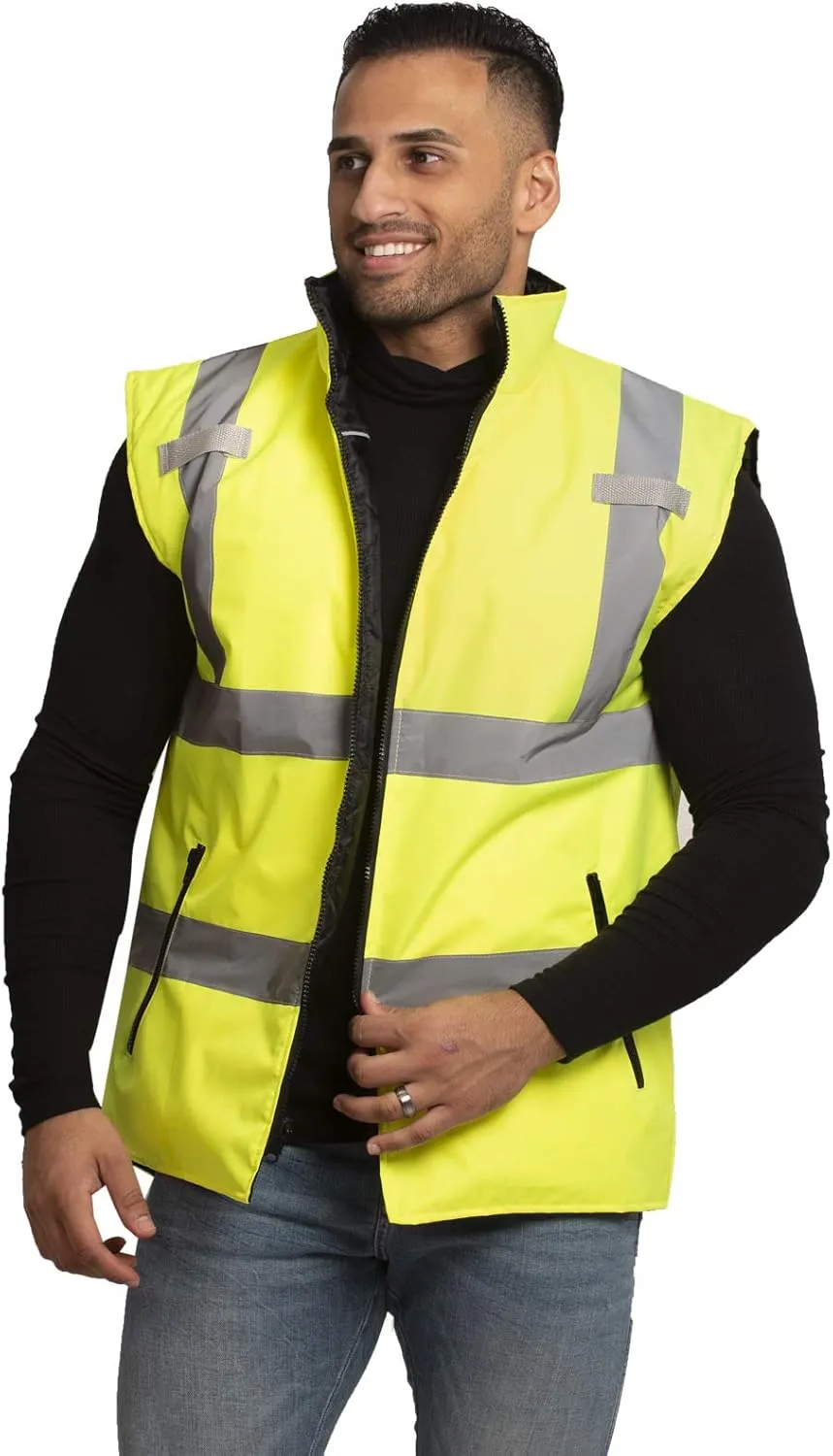 JORESTECH High Visibility Reversible Insulated Safety Vest with ANSI Compliant Reflective Tape Bodywarmer