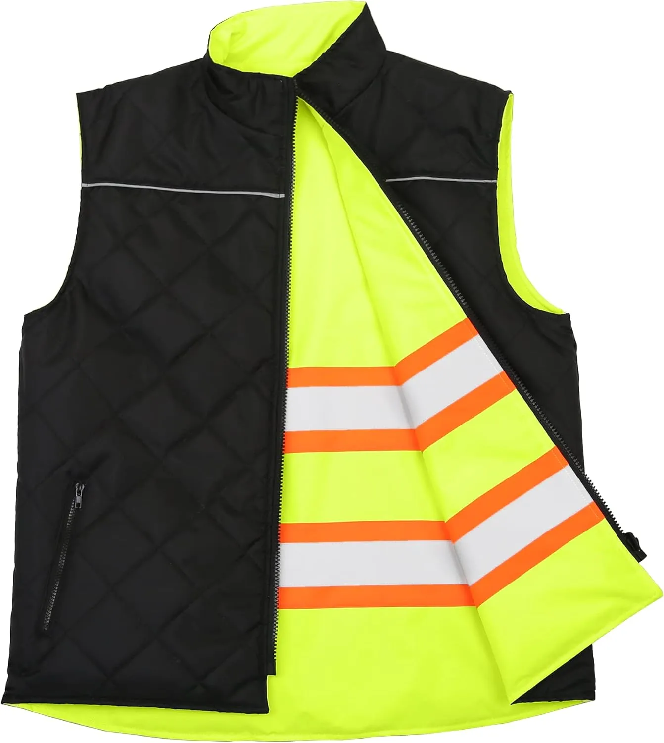 JORESTECH High Visibility Reversible Insulated Safety Vest with ANSI Compliant Reflective Tape Bodywarmer
