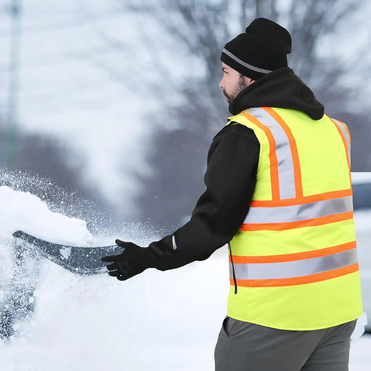 JORESTECH High Visibility Reversible Insulated Safety Vest with ANSI Compliant Reflective Tape Bodywarmer