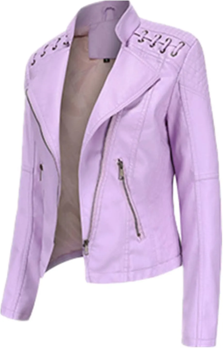 Julymens Women's Faux Leather Motorcycle Jacket Fashion Slim Fit Short Biker Coat