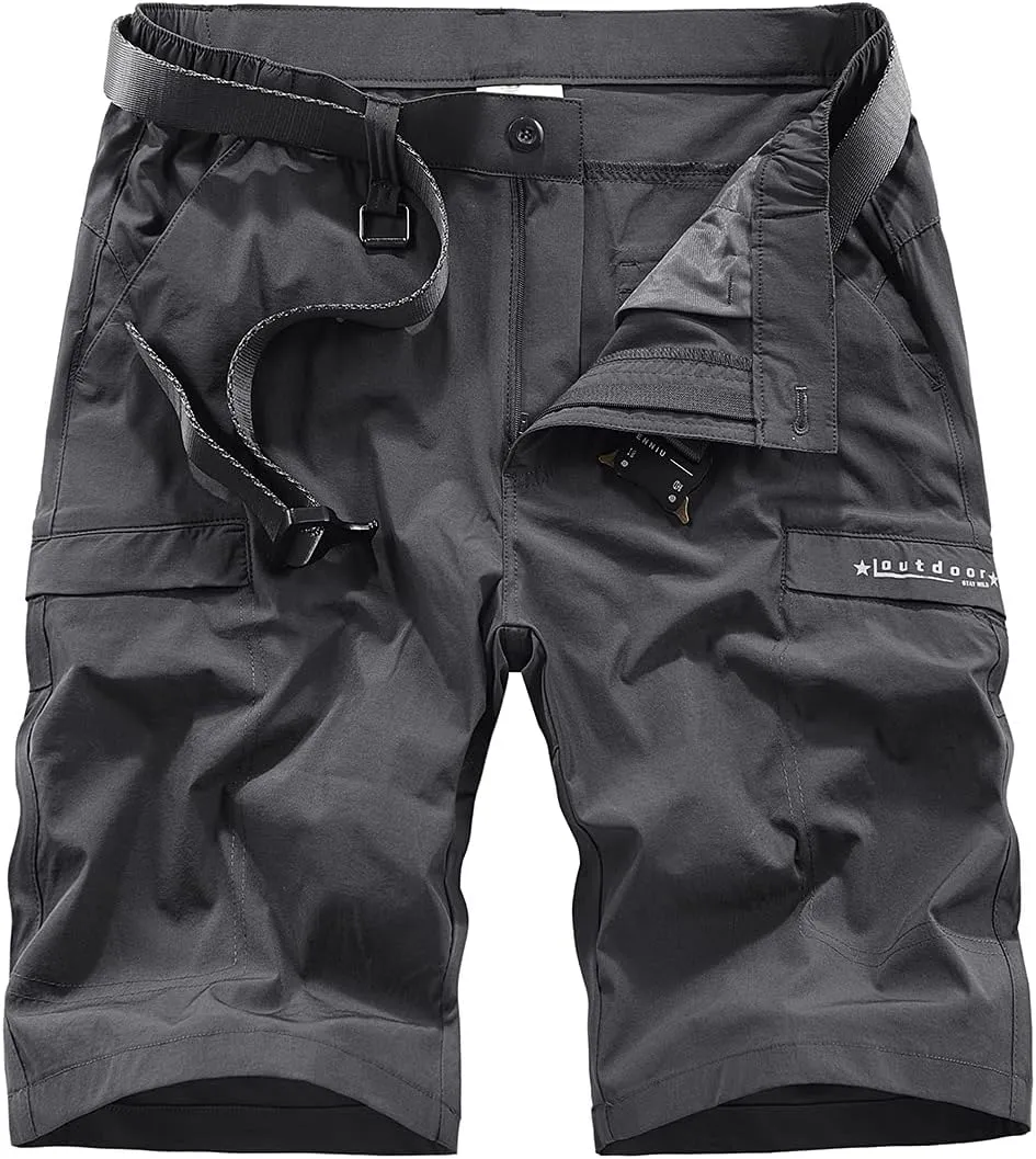 Kolongvangie Men's Outdoor Comfy Lightweight Quick Dry Stretchy Cargo Shorts with Multi Pockets (No Belt)