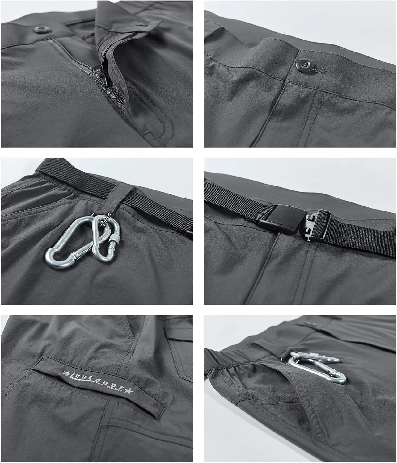 Kolongvangie Men's Outdoor Comfy Lightweight Quick Dry Stretchy Cargo Shorts with Multi Pockets (No Belt)