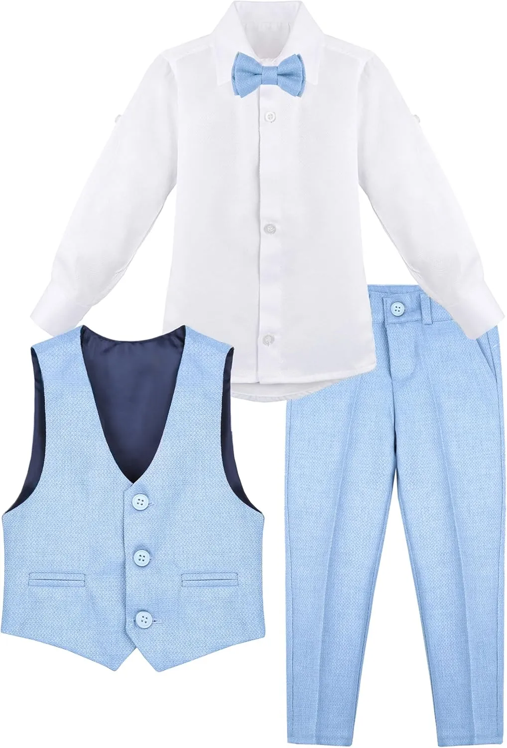 Lilax Boys Formal Suit 4 Piece Vest, Pants and Tie Dresswear Suit Set