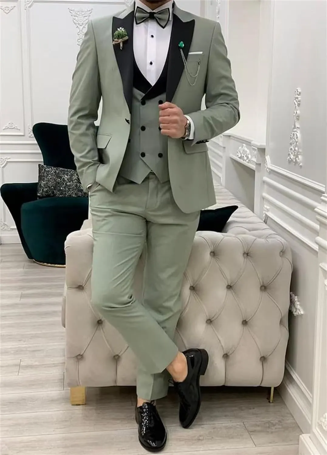 Men Suits Regular Fit 3 Piece Pant Suit Set Wedding Tuxedo Blazer Double Breasted Vest Prom Jacket Mens Formal Suits Outfits