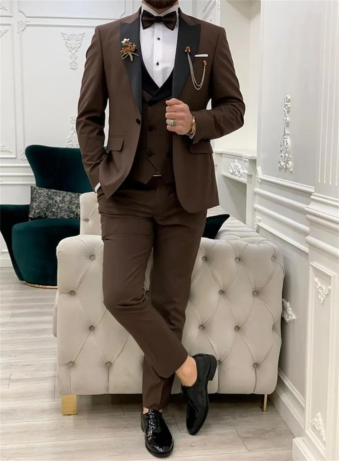 Men Suits Regular Fit 3 Piece Pant Suit Set Wedding Tuxedo Blazer Double Breasted Vest Prom Jacket Mens Formal Suits Outfits