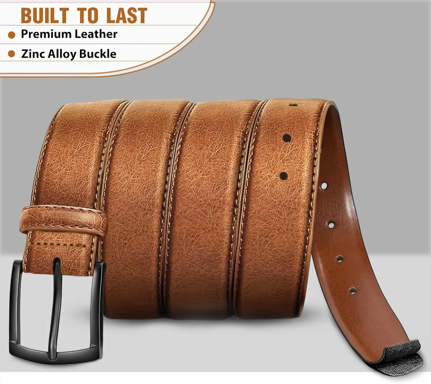 Men's Belt Genuine Leather Belt for Men Dress Casual Golf Jeans Pants 1 3/8"