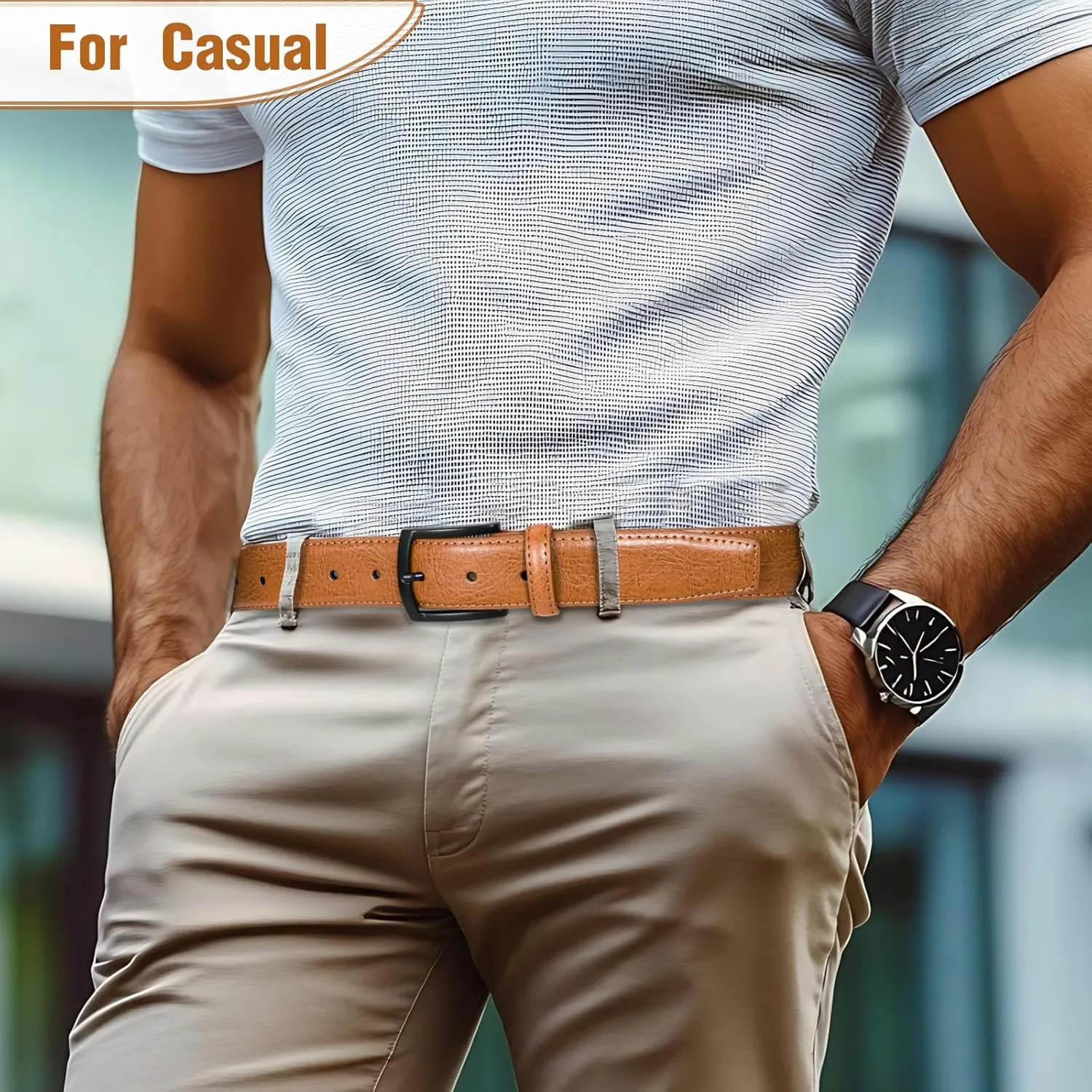 Men's Belt Genuine Leather Belt for Men Dress Casual Golf Jeans Pants 1 3/8"