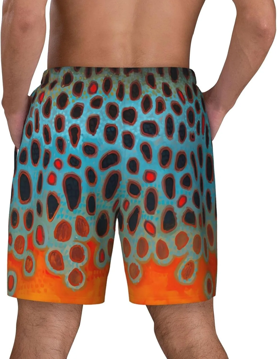 Mens Double Layer Swim Trunks Rainbow Trout Skin Board Short Beach Short with Mesh Lining Swimwear 10