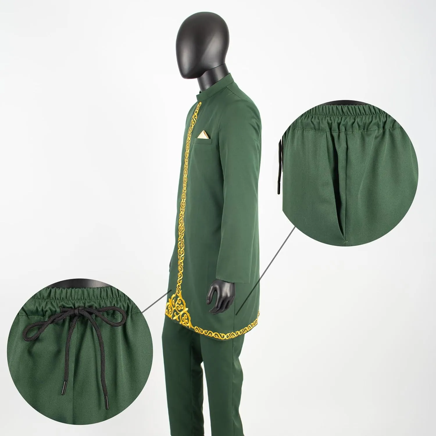 Men`s Suit African Clothes Embroidery Blazer and Pants 2 Piece Set Formal Outfits Dashiki Attire