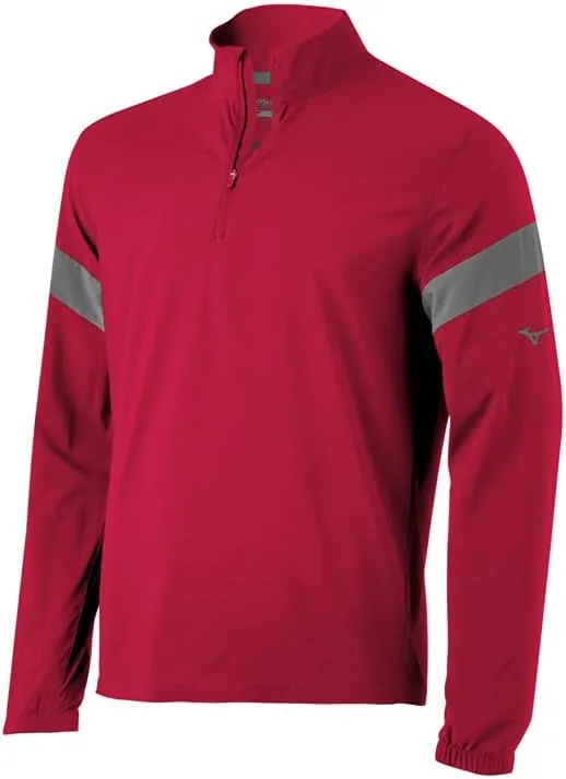 Mizuno Long Sleeve Hitting Jacket | Wind Resistant | Stretch Woven Fabric | Front 1/4 Zip | Side 1/4 Zip