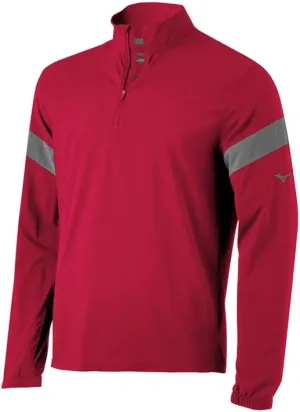 Mizuno Long Sleeve Hitting Jacket | Wind Resistant | Stretch Woven Fabric | Front 1/4 Zip | Side 1/4 Zip