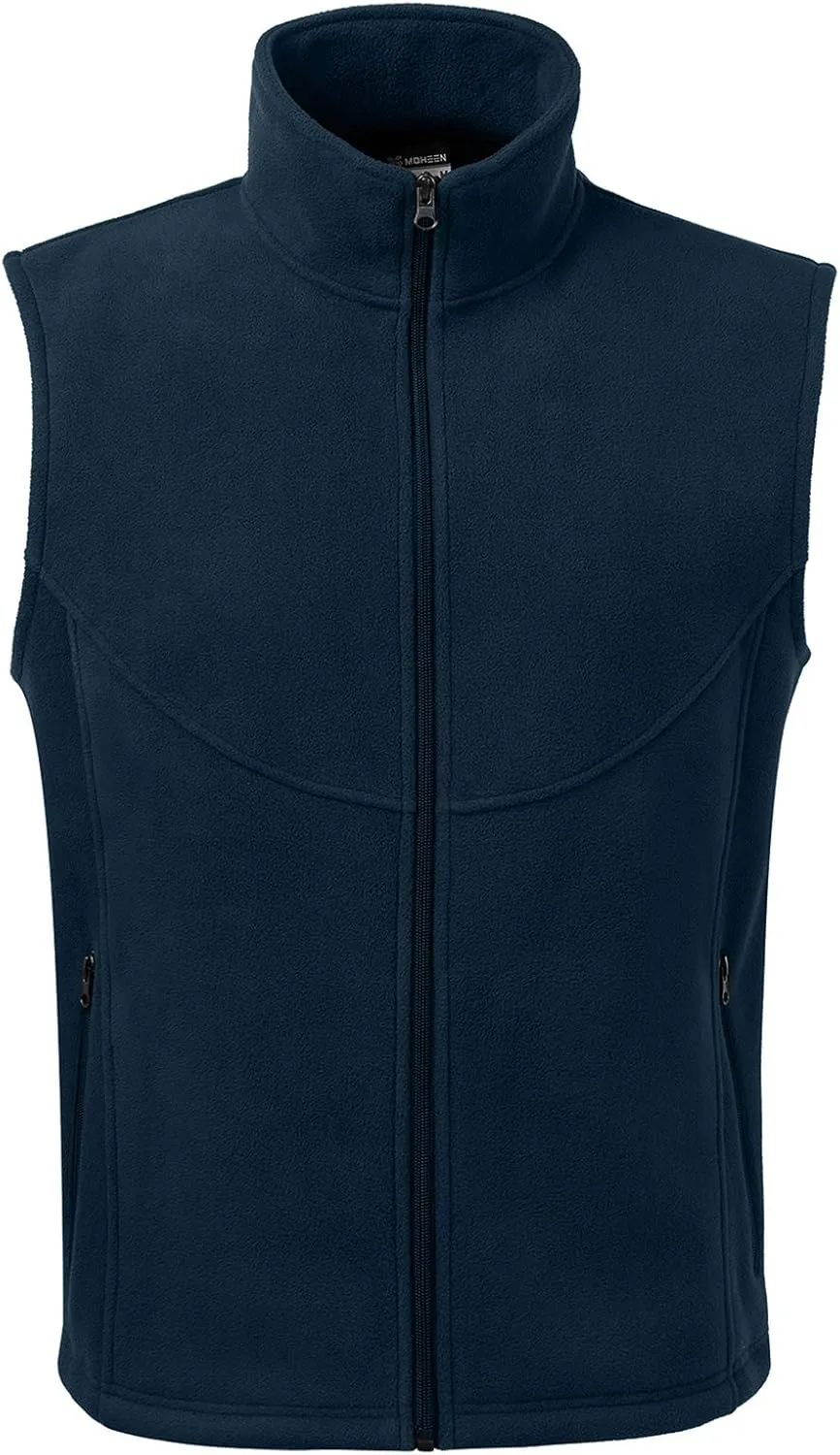 MOHEEN Men's Fleece Vest Outdoor Full Zip Softshell Sleeveless Jacket with Pockets