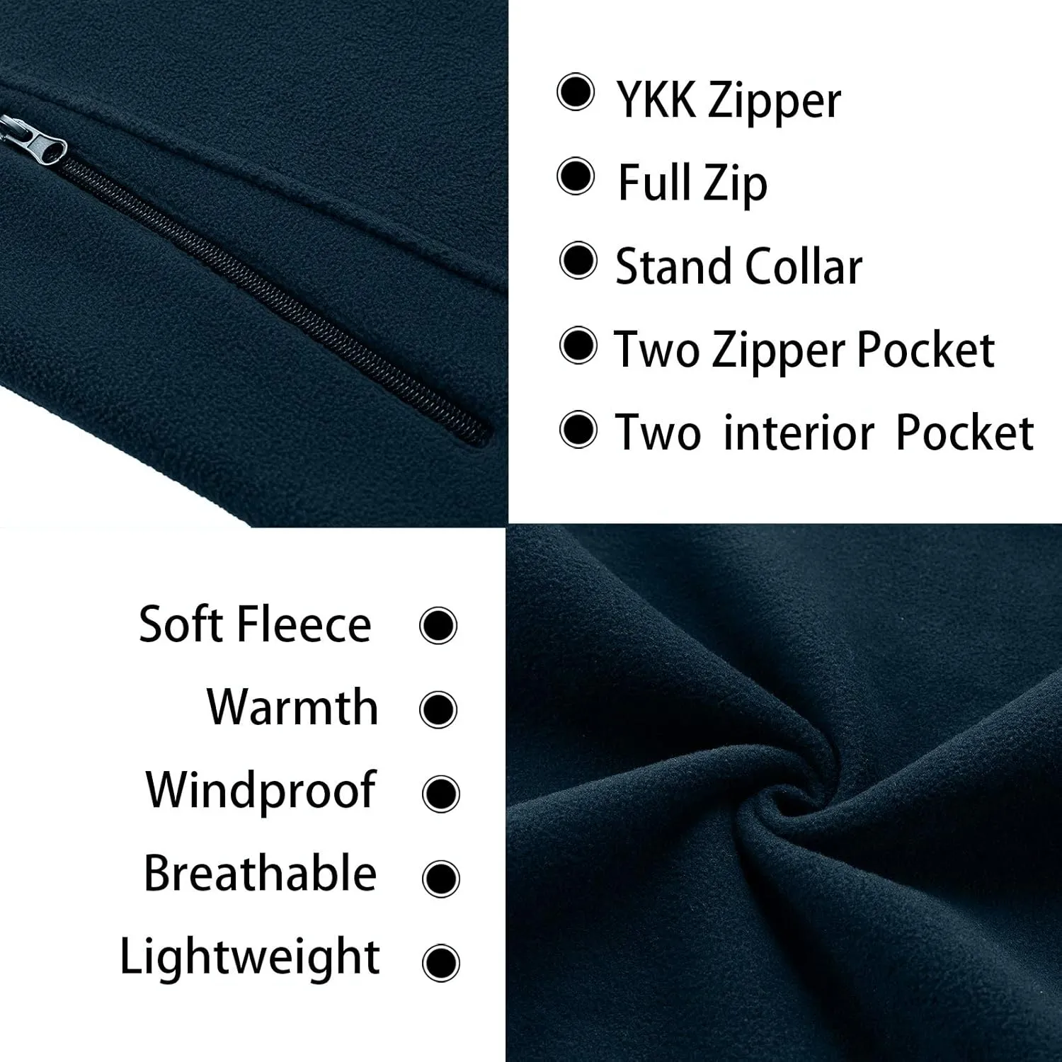 MOHEEN Men's Fleece Vest Outdoor Full Zip Softshell Sleeveless Jacket with Pockets