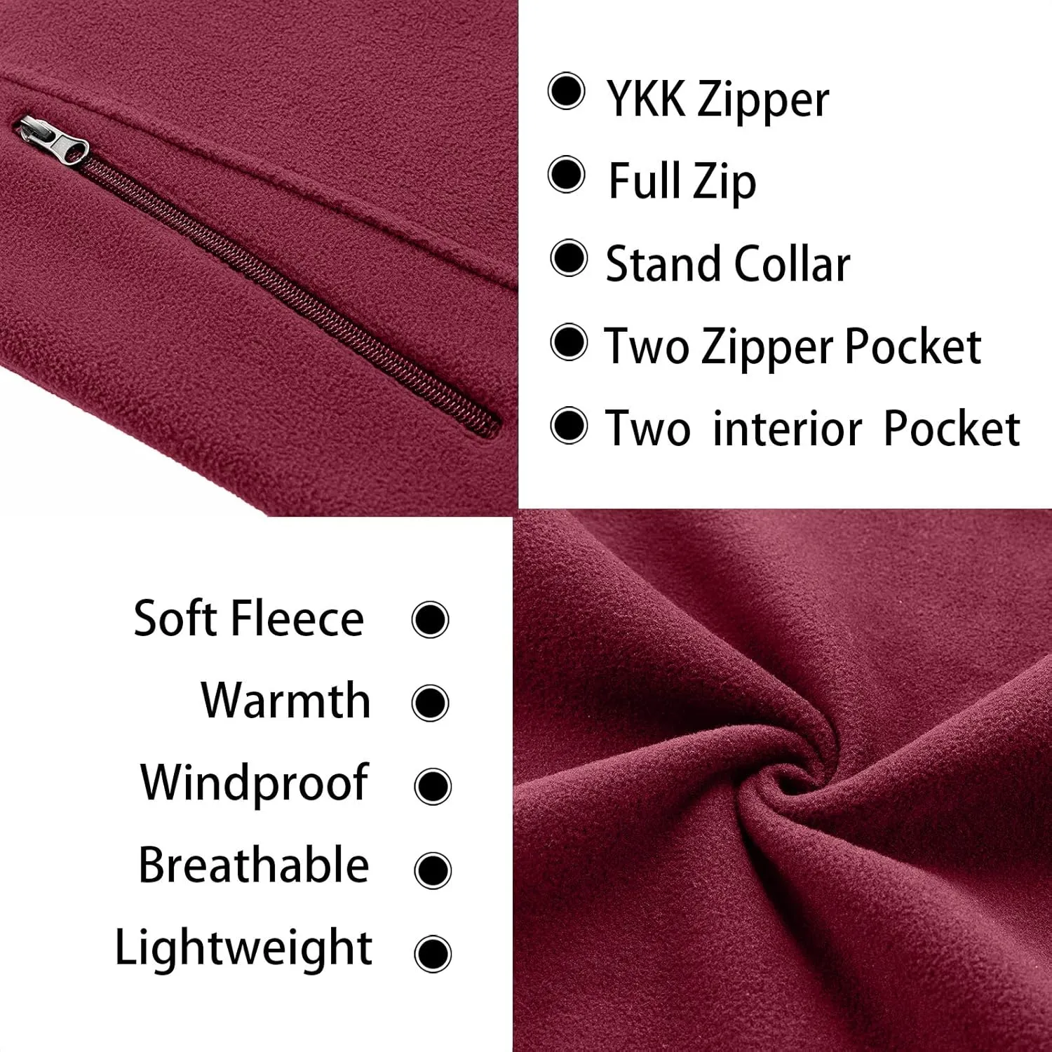MOHEEN Men's Fleece Vest Outdoor Full Zip Softshell Sleeveless Jacket with Pockets