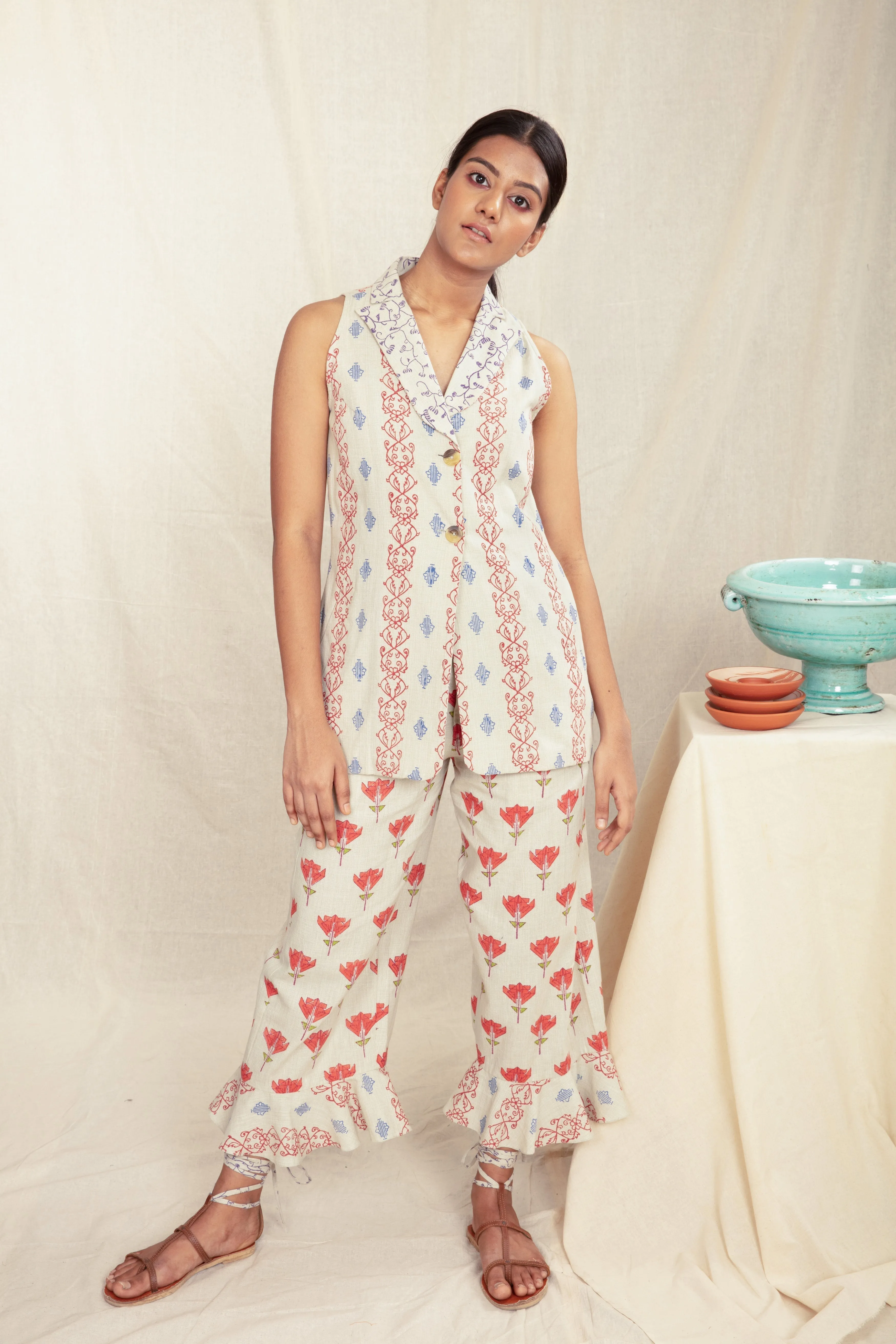 Multicolor Custom Block Printed Women's Vest
