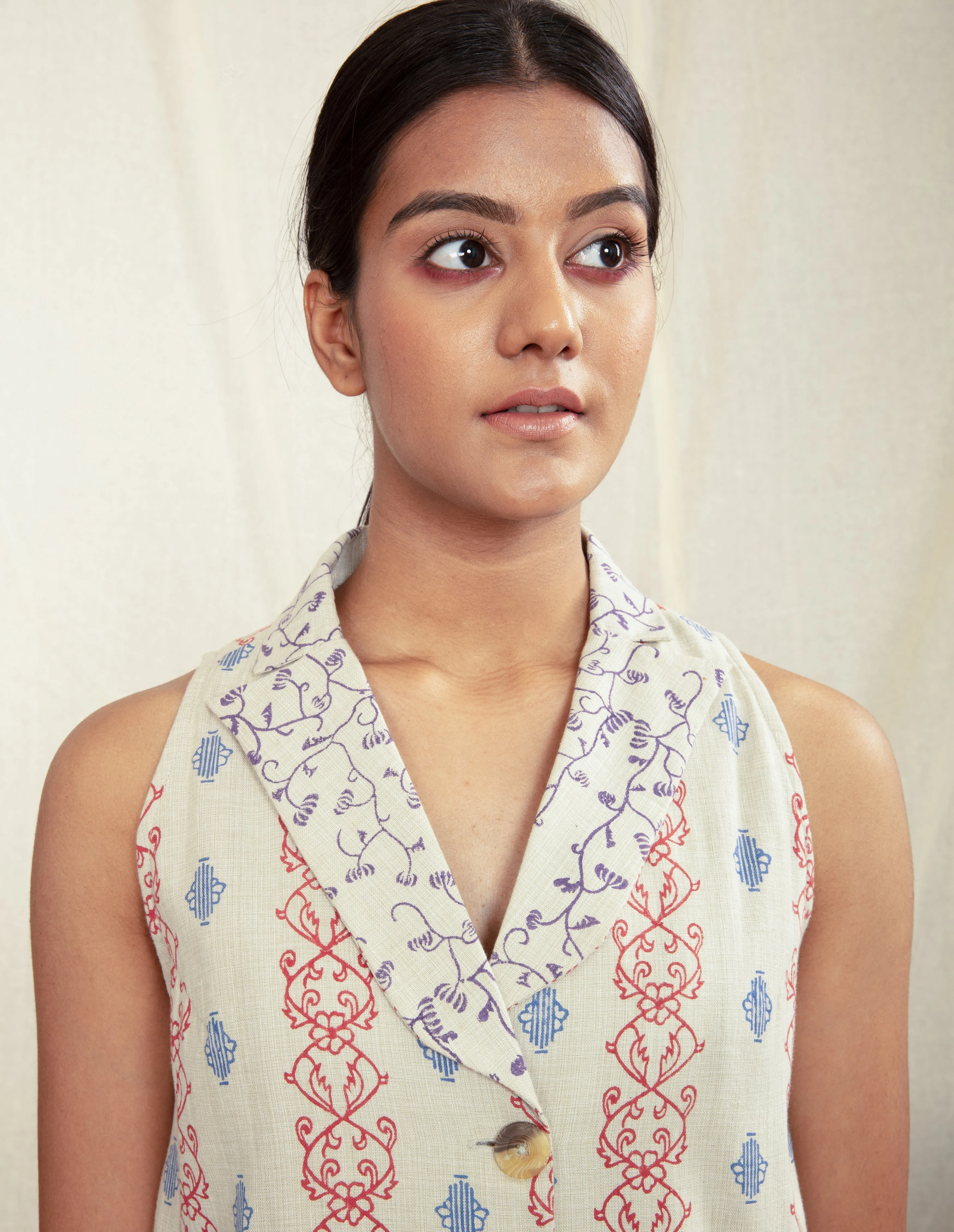Multicolor Custom Block Printed Women's Vest