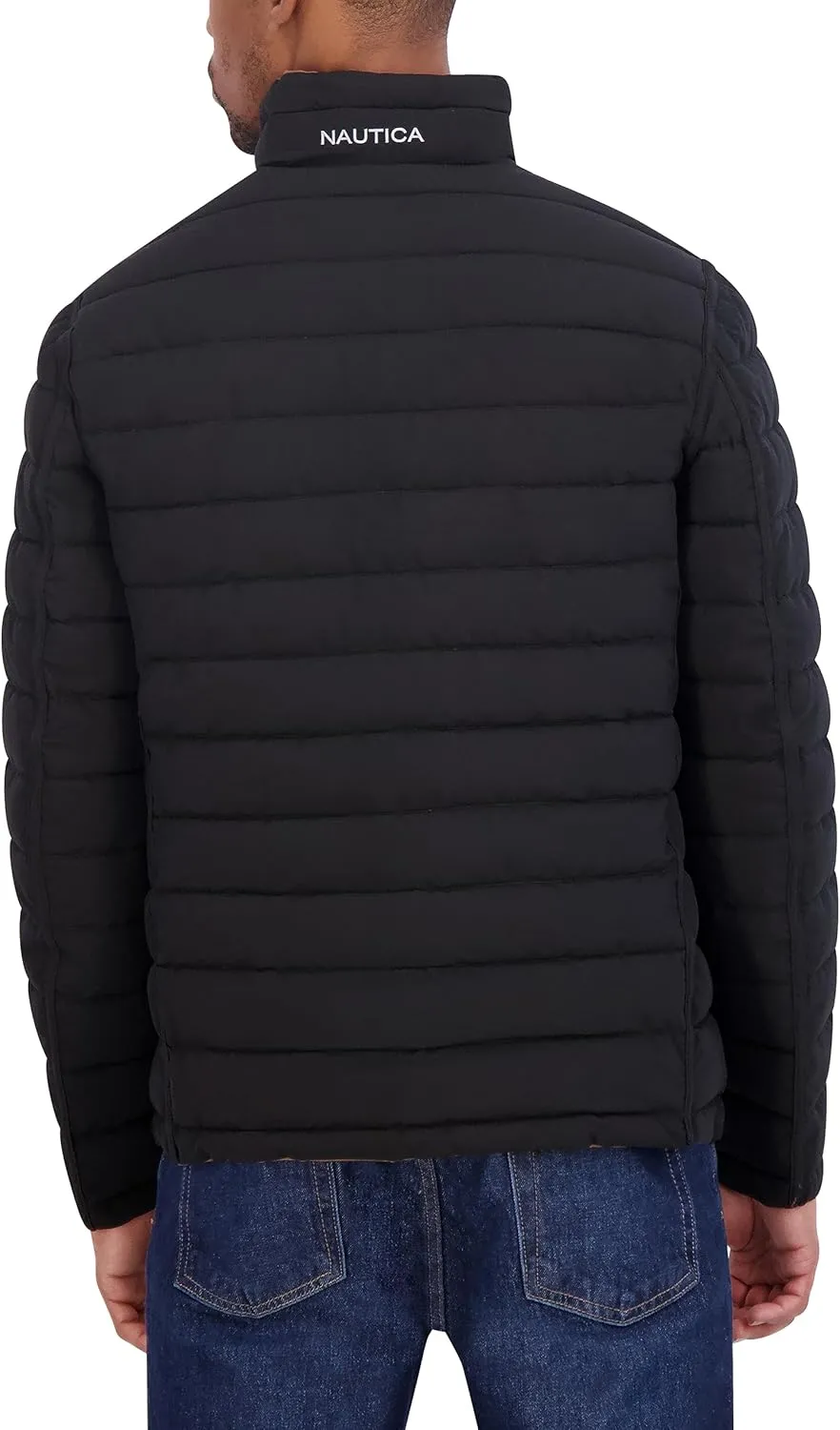 Nautica Men's Stretch Reversible Midweight Puffer Jacket, Wind and Water Resistant