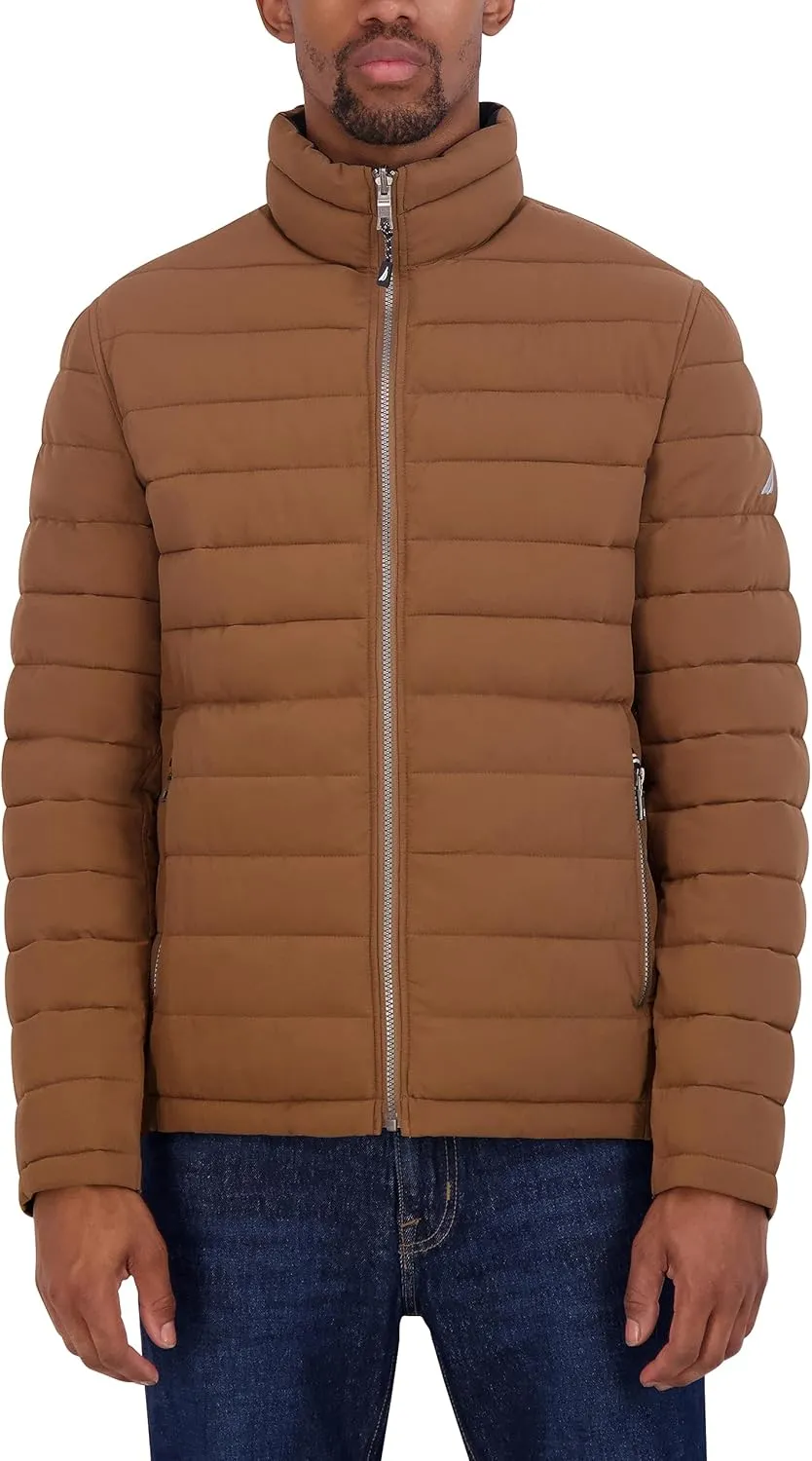 Nautica Men's Stretch Reversible Midweight Puffer Jacket, Wind and Water Resistant