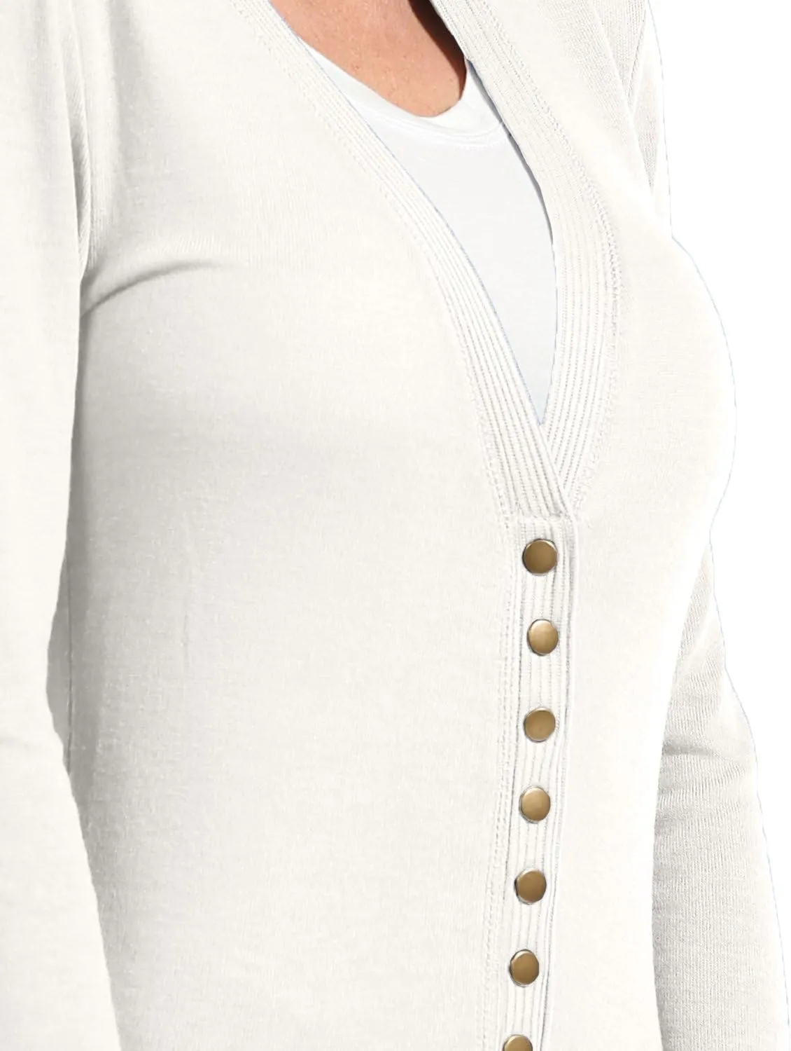 NE PEOPLE Womens Snap Button Sweater Cardigan with Ribbed Detailed S-3XL