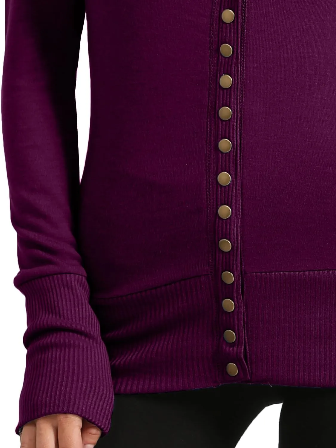 NE PEOPLE Womens Snap Button Sweater Cardigan with Ribbed Detailed S-3XL