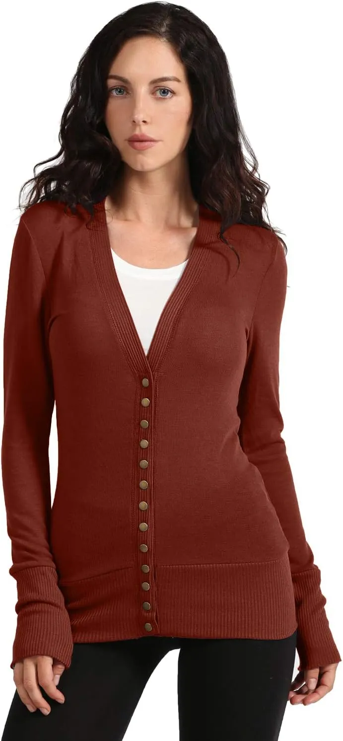 NE PEOPLE Womens Snap Button Sweater Cardigan with Ribbed Detailed S-3XL