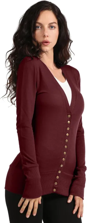 NE PEOPLE Womens Snap Button Sweater Cardigan with Ribbed Detailed S-3XL