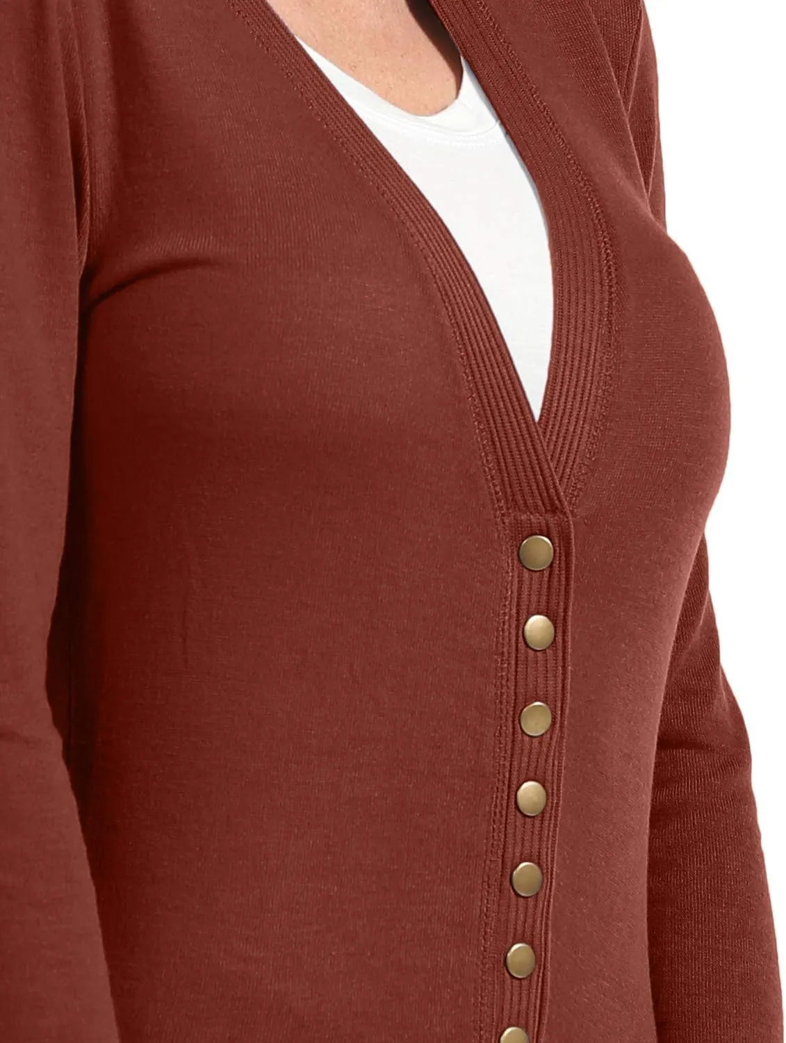 NE PEOPLE Womens Snap Button Sweater Cardigan with Ribbed Detailed S-3XL