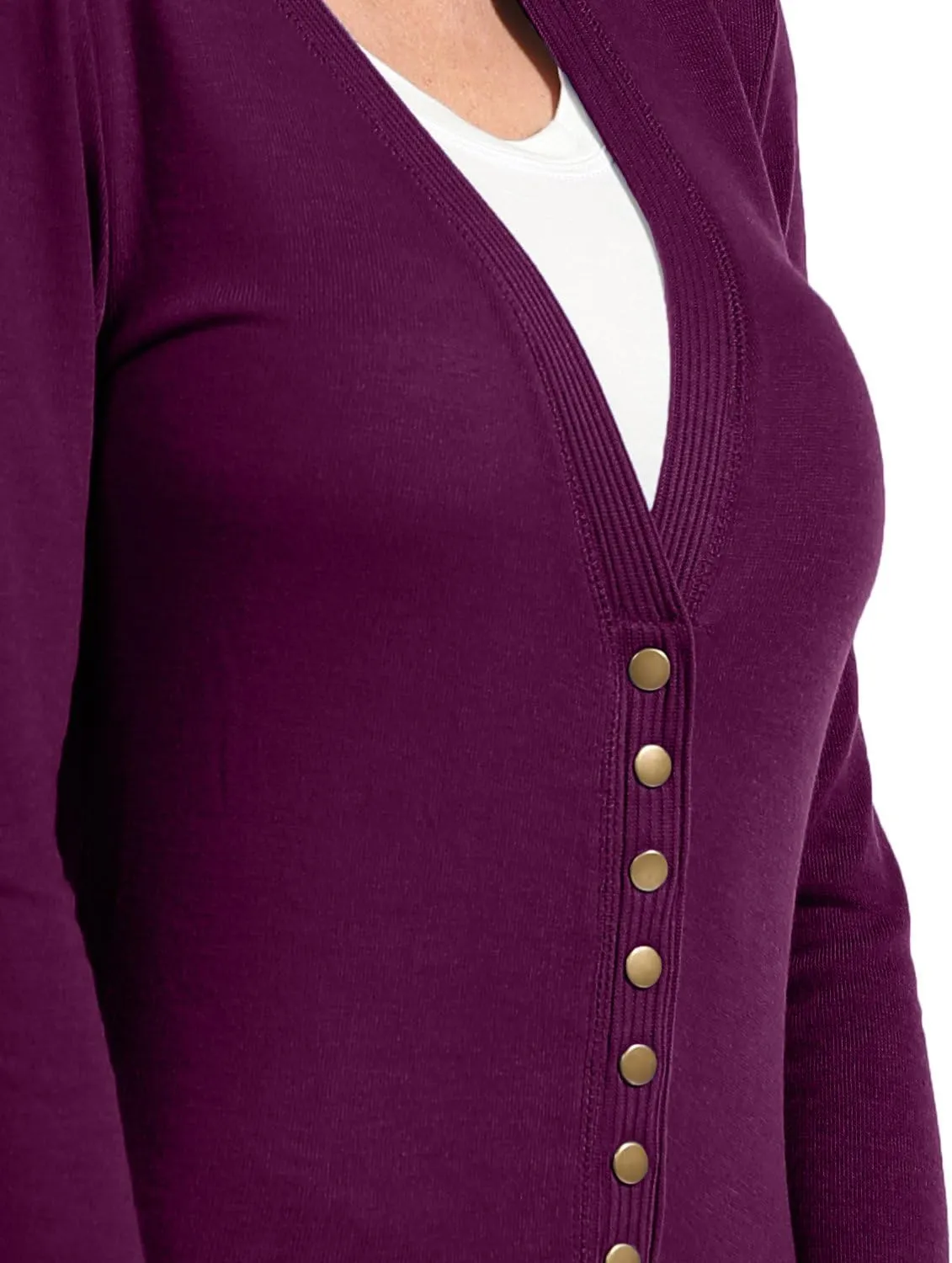 NE PEOPLE Womens Snap Button Sweater Cardigan with Ribbed Detailed S-3XL