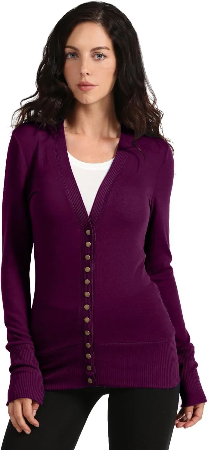 NE PEOPLE Womens Snap Button Sweater Cardigan with Ribbed Detailed S-3XL