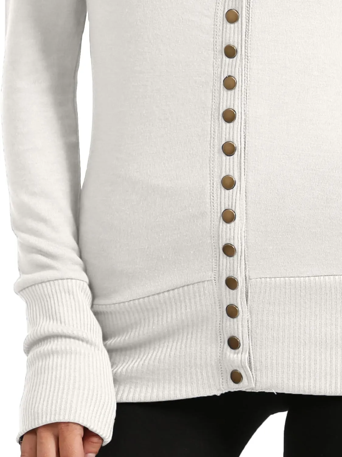 NE PEOPLE Womens Snap Button Sweater Cardigan with Ribbed Detailed S-3XL