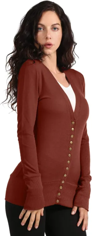 NE PEOPLE Womens Snap Button Sweater Cardigan with Ribbed Detailed S-3XL