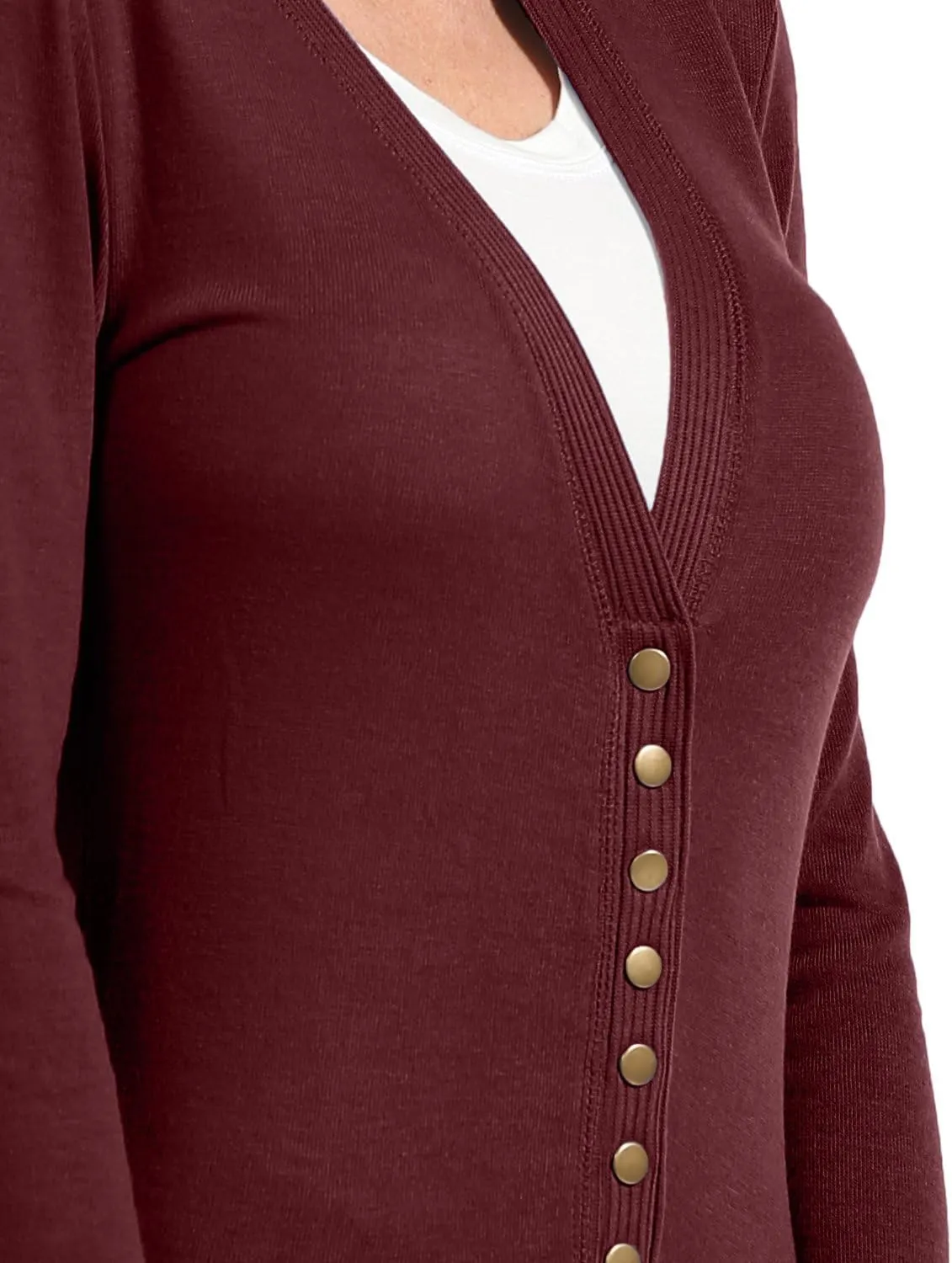 NE PEOPLE Womens Snap Button Sweater Cardigan with Ribbed Detailed S-3XL