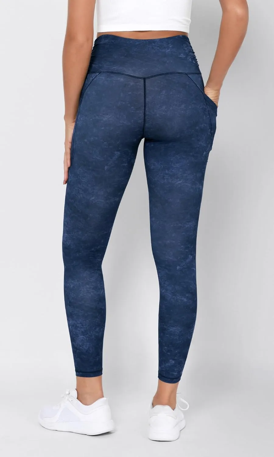 ODODOS Women's Gathered Cross Waist Yoga Leggings with Pockets, 25" / 28" Crossover Workout Yoga Pants