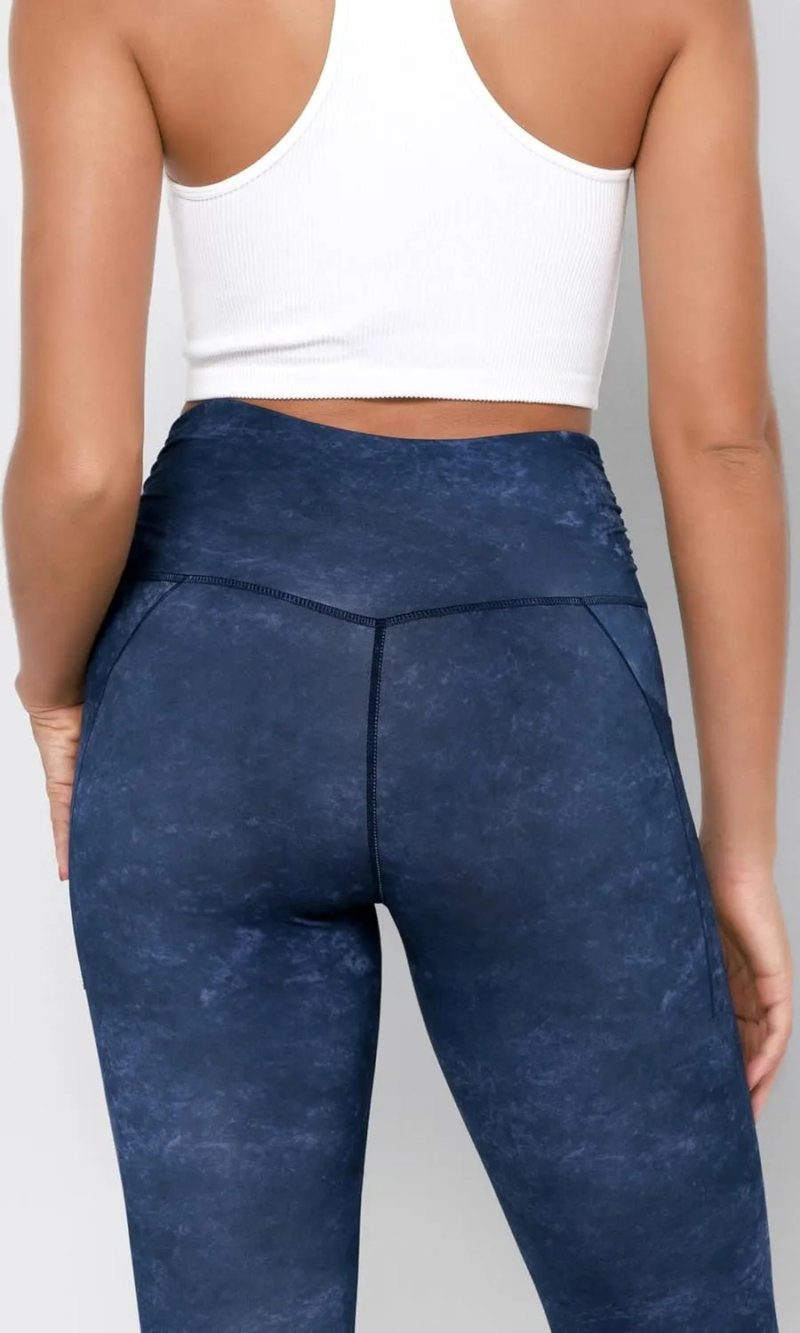 ODODOS Women's Gathered Cross Waist Yoga Leggings with Pockets, 25" / 28" Crossover Workout Yoga Pants