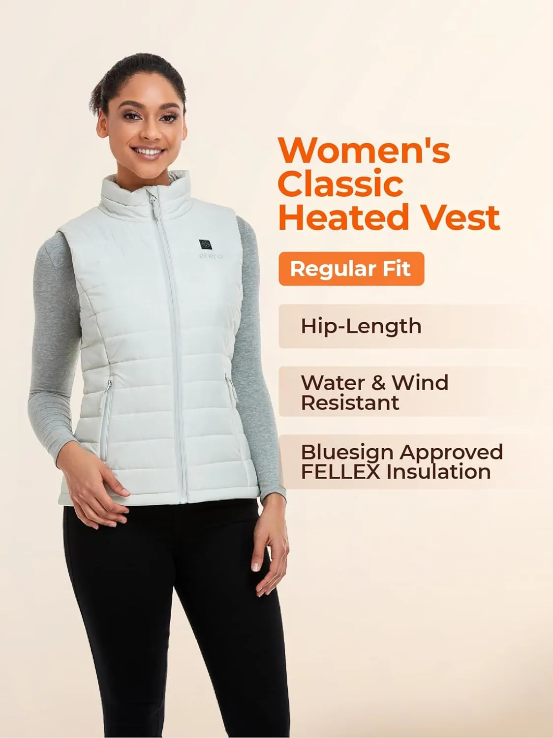 ORORO Women's Lightweight Heated Vest with Battery Pack (Charger Not Included)