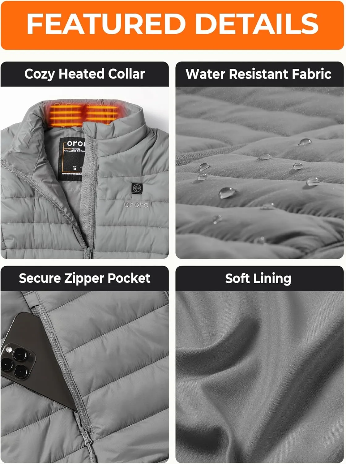 ORORO Women's Lightweight Heated Vest with Battery Pack (Charger Not Included)