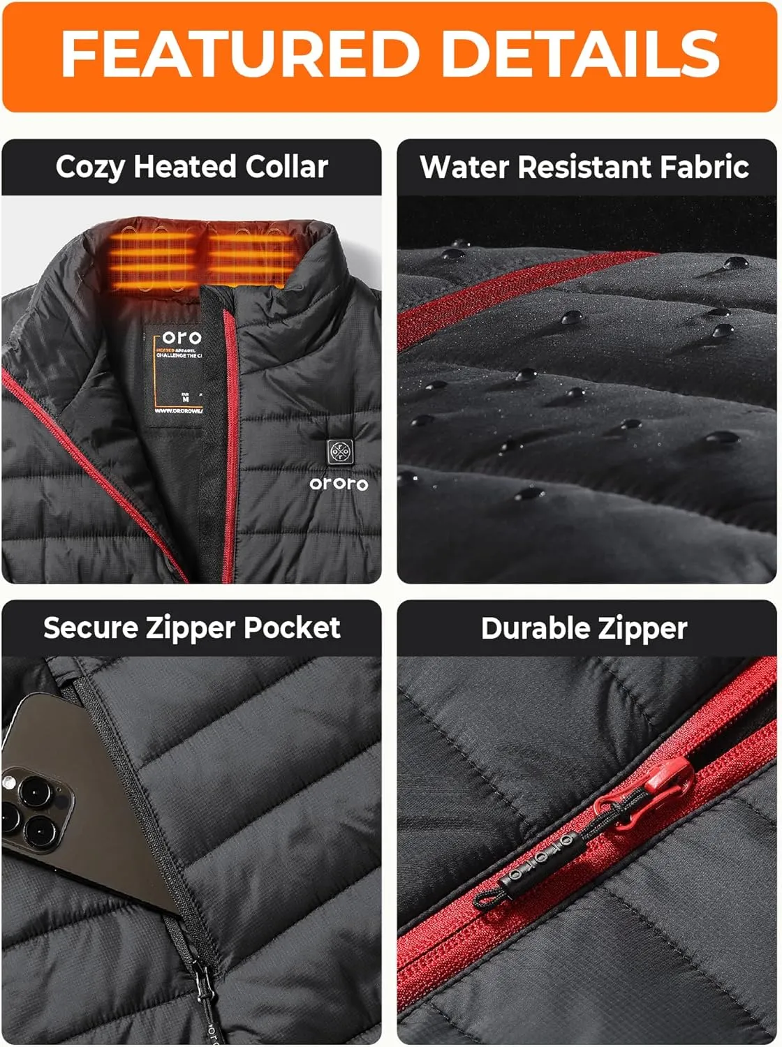 ORORO Women's Lightweight Heated Vest with Battery Pack (Charger Not Included)