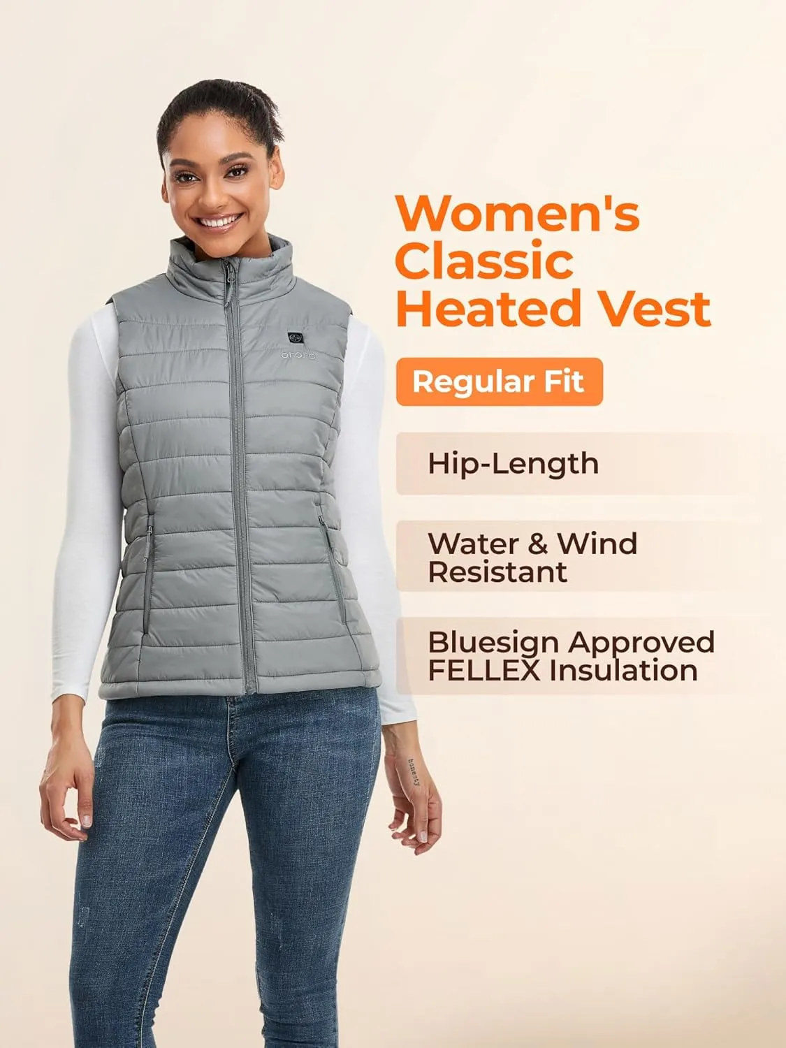 ORORO Women's Lightweight Heated Vest with Battery Pack (Charger Not Included)