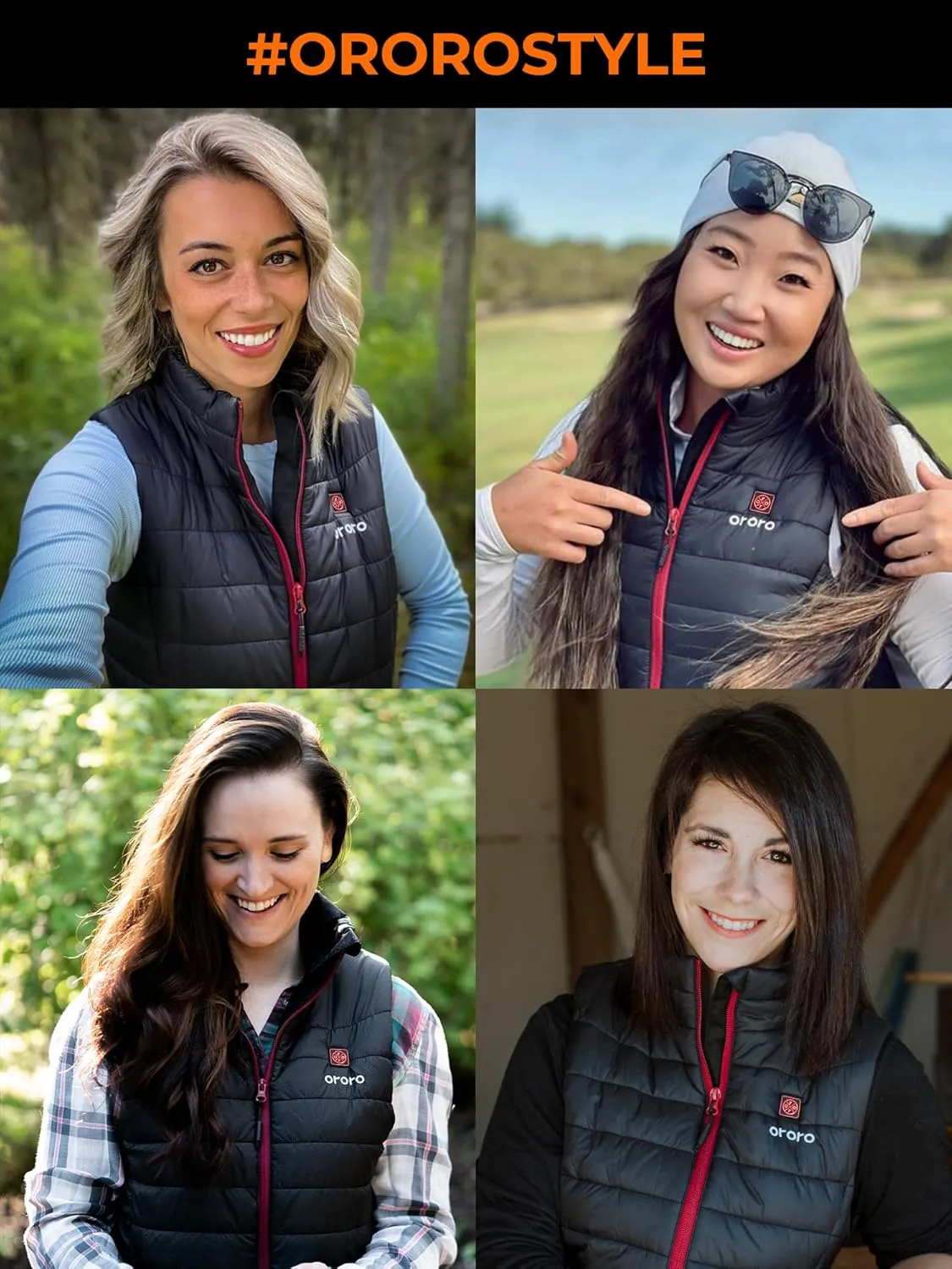 ORORO Women's Lightweight Heated Vest with Battery Pack (Charger Not Included)