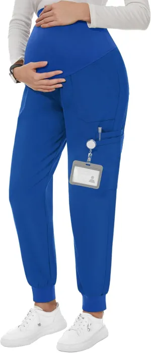 PACBREEZE Women's Maternity Scrubs with 6 Pockets, Workwear Maternity Jogger Scrubs Pregnancy Pants, S-XXL