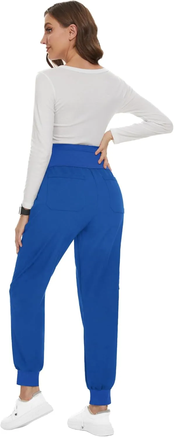 PACBREEZE Women's Maternity Scrubs with 6 Pockets, Workwear Maternity Jogger Scrubs Pregnancy Pants, S-XXL